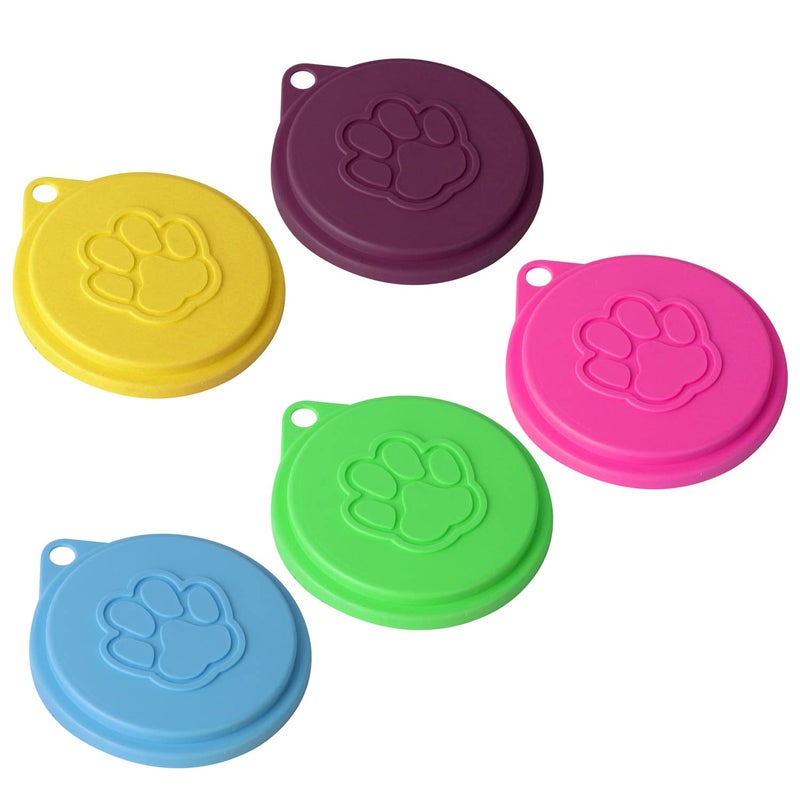 JIAKAI 5 PCS Pet Dog Cat Food Can Cover Pet self-Sealingï¼ŒReusable pet Food lids, Environmentally Friendlyï¼ˆColor Randomï¼‰ - Image 1