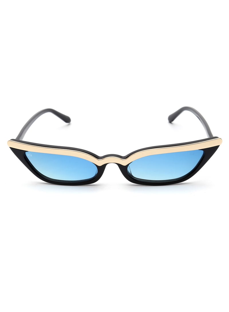 SOL.K Cat-Eye-K Sunglasses by Sol.K - Gradient Blue CR-39 Lenses, Black Acetate Frame, Gold Stainless Steel Detail, Cat-Eye Shape, UV400 Protection - Image 1