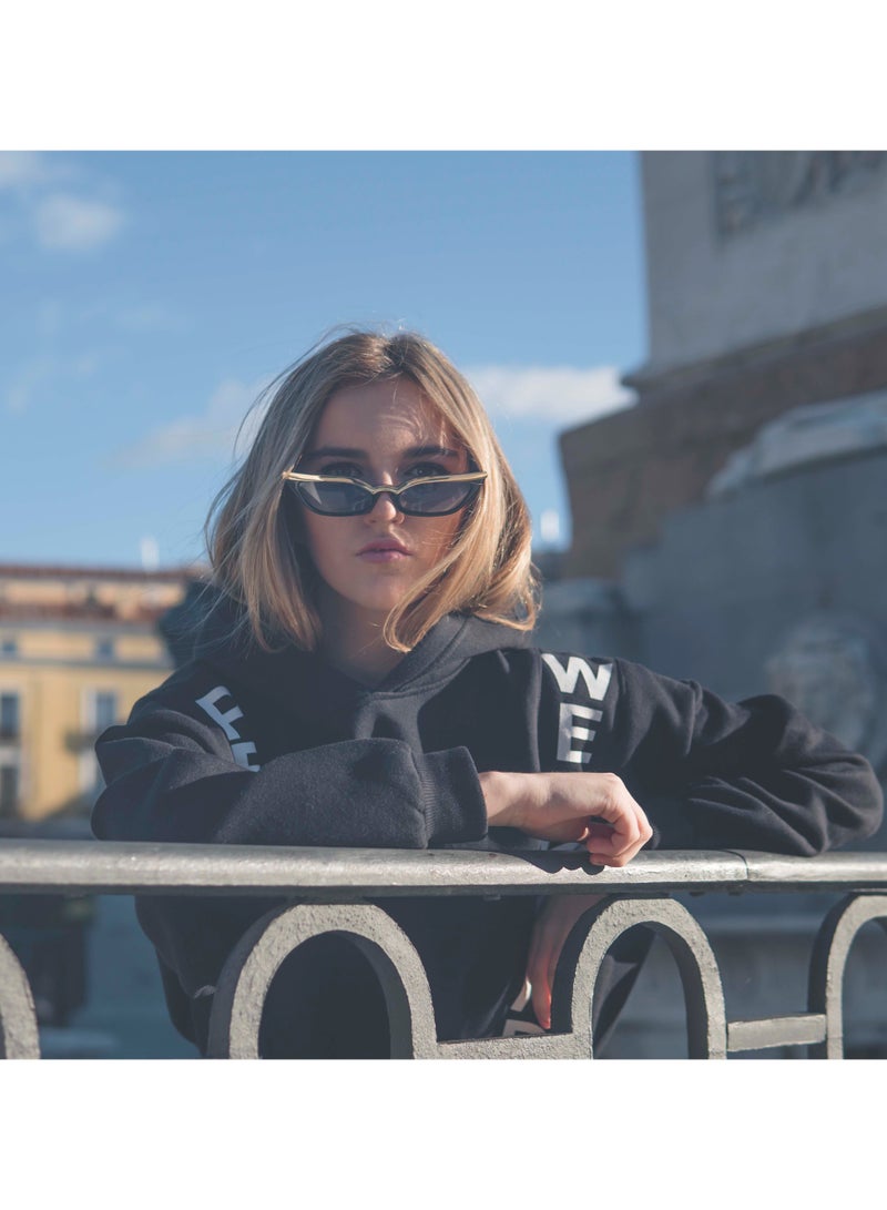 SOL.K Cat-Eye-K Sunglasses by Sol.K - Gradient Blue CR-39 Lenses, Black Acetate Frame, Gold Stainless Steel Detail, Cat-Eye Shape, UV400 Protection - Image 3