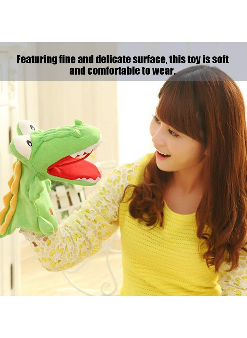 دمية يد تمساح، دمية يد حيوان، حيوان كرتوني، مناسبة لهدايا  للأولاد والبنات (تمساح، 28 سم) - Image 3