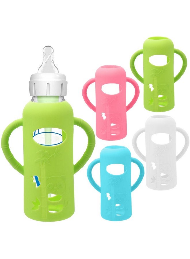 بوسوها عبوة من 4 أكمام سيليكون لزجاجات الأطفال الزجاجية من دكتور براون - أكمام زجاجات الأطفال الواقية من السقوط، متوافقة مع زجاجات الأطفال حديثي الولادة الزجاجية من دكتور براون، بمقابض من السيليكون، سعة 8 أونصة - Image 1