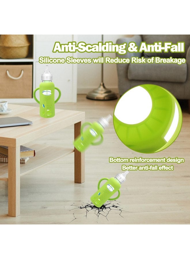 بوسوها عبوة من 4 أكمام سيليكون لزجاجات الأطفال الزجاجية من دكتور براون - أكمام زجاجات الأطفال الواقية من السقوط، متوافقة مع زجاجات الأطفال حديثي الولادة الزجاجية من دكتور براون، بمقابض من السيليكون، سعة 8 أونصة - Image 2