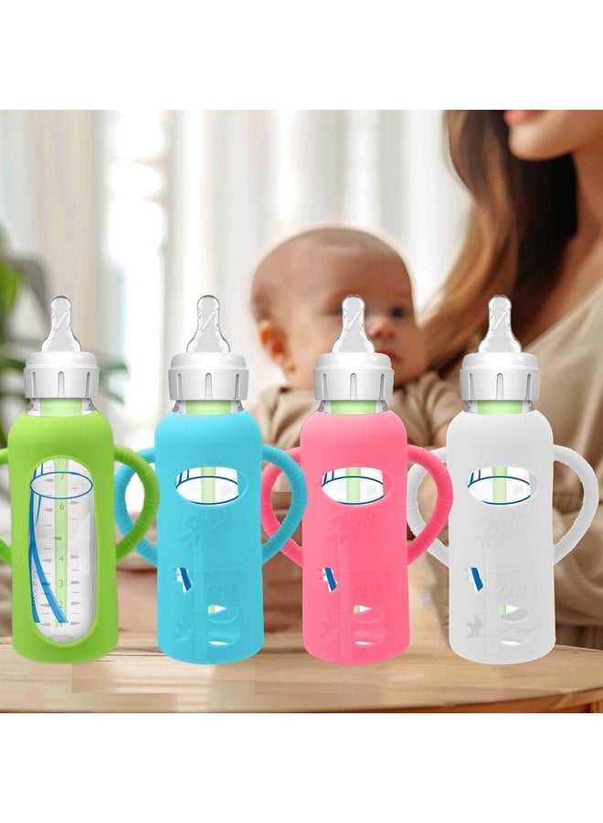 بوسوها عبوة من 4 أكمام سيليكون لزجاجات الأطفال الزجاجية من دكتور براون - أكمام زجاجات الأطفال الواقية من السقوط، متوافقة مع زجاجات الأطفال حديثي الولادة الزجاجية من دكتور براون، بمقابض من السيليكون، سعة 8 أونصة - Image 4