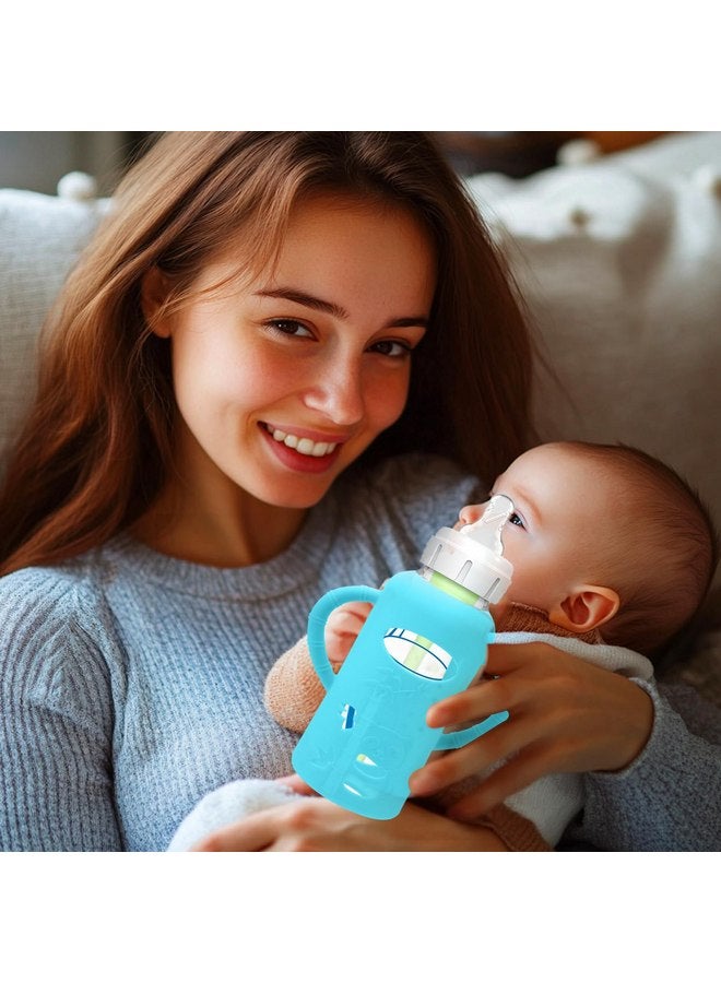 بوسوها عبوة من 4 أكمام سيليكون لزجاجات الأطفال الزجاجية من دكتور براون - أكمام زجاجات الأطفال الواقية من السقوط، متوافقة مع زجاجات الأطفال حديثي الولادة الزجاجية من دكتور براون، بمقابض من السيليكون، سعة 8 أونصة - Image 3