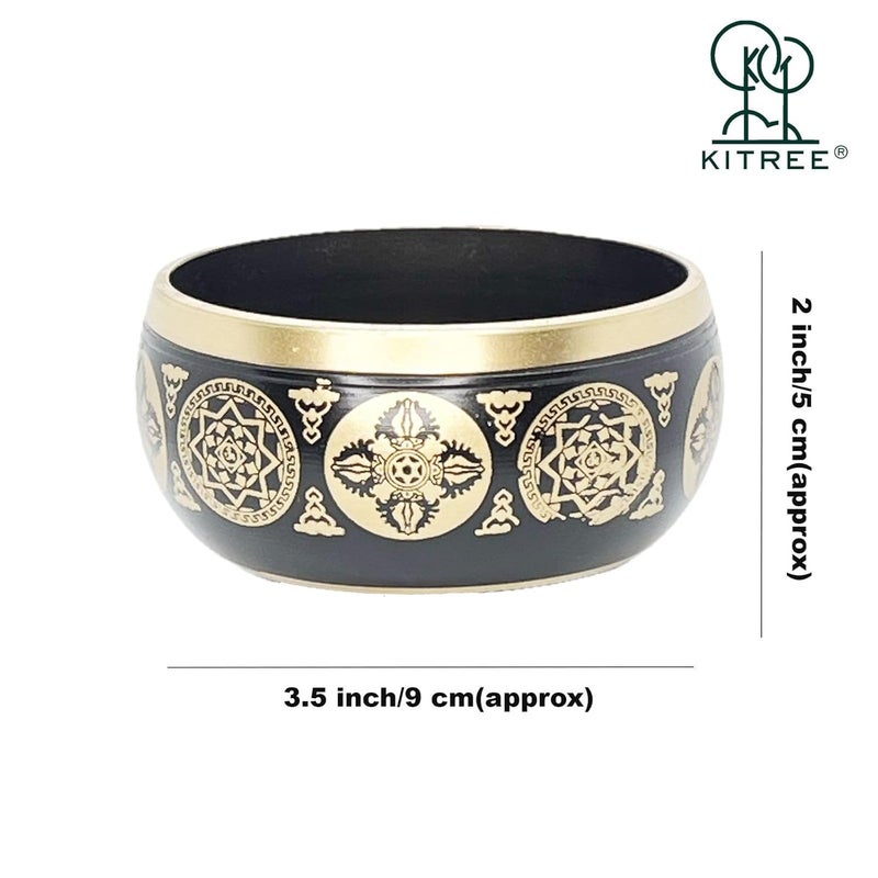 KITREE Singing Bowl | Tibetan Prayer Instrument With Wooden Stick | Authentic Healing Sound Meditation Bowl Set for Deep OM, Music Therapy - 3.5 Inch Black - Image 3