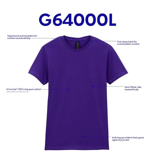 Gildan تي شيرت قطن ناعم للنساء من جيلدان، الطراز G64000L، عبوة متعددة، أزاليا (عبوة 2)، متوسط - Image 4