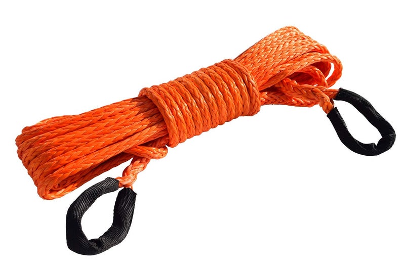 QIQU 38 50ft Winch Rope Extension 10mm ATV Winch Cable Synthetic Towing Rope for Offroad Auto Parts Orange - Image 2