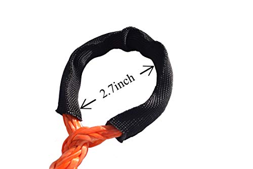 QIQU 38 50ft Winch Rope Extension 10mm ATV Winch Cable Synthetic Towing Rope for Offroad Auto Parts Orange - Image 3