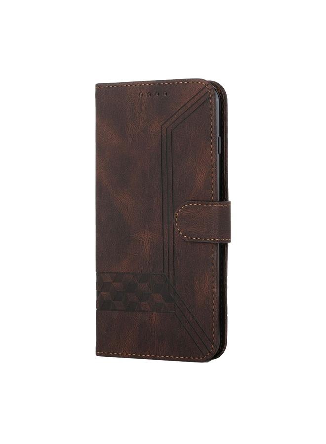 S-TOP Case For iPhone 15 Pro Max Cubic Skin Feel Flip Leather Phone Case - Image 2