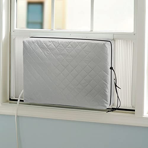 HOXHA Indoor Air Conditioner Window Cover for Inside Window AC Unit Triple Insulation with Elastic Strap (Grey, 17.5"x13.5"x3.5") - Image 1