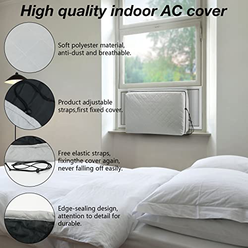 HOXHA Indoor Air Conditioner Window Cover for Inside Window AC Unit Triple Insulation with Elastic Strap (Grey, 17.5"x13.5"x3.5") - Image 3