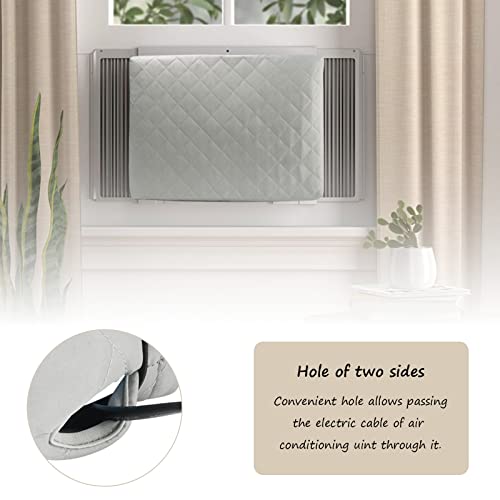 HOXHA Indoor Air Conditioner Window Cover for Inside Window AC Unit Triple Insulation with Elastic Strap (Grey, 17.5"x13.5"x3.5") - Image 4