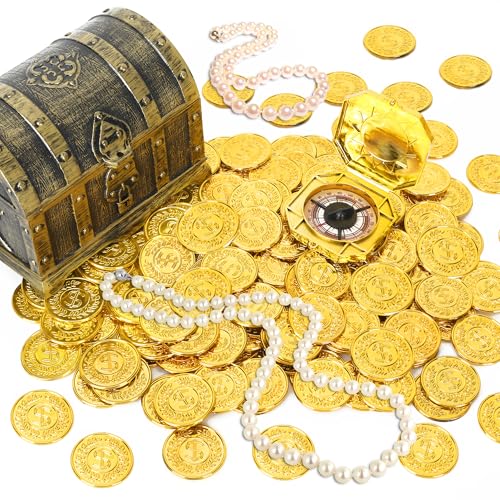 Fullive 120 PCS Gold Coins, 1.4 in Plastic Gold Coins, 0.08 in Thick Fake Coins Pirate Coins Tokens Play Coins for Kids, Pirate Treasure Classroom Reward Adventure Theme Party Supplies for Pirate Party - Image 4