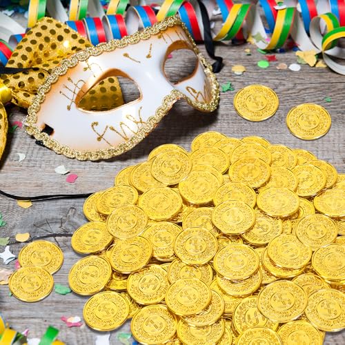 Fullive 120 PCS Gold Coins, 1.4 in Plastic Gold Coins, 0.08 in Thick Fake Coins Pirate Coins Tokens Play Coins for Kids, Pirate Treasure Classroom Reward Adventure Theme Party Supplies for Pirate Party - Image 5