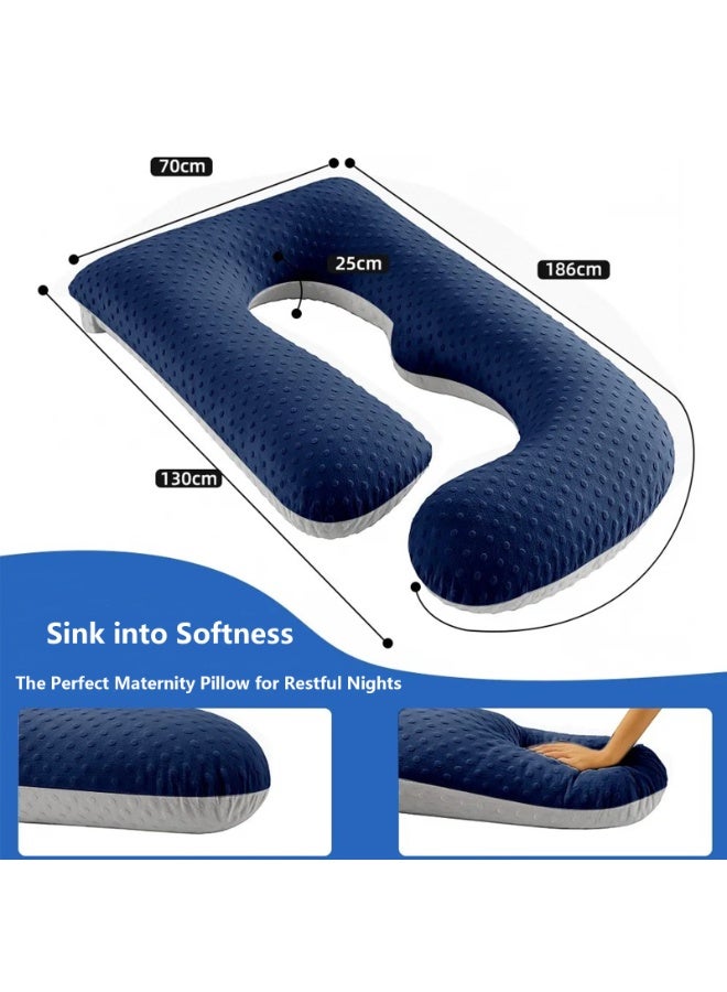 VTERLY Pregnancy Pillow Pregnancy Must Haves Full Body Maternity Support Pillow for Pregnant Women with Washable Velvet Cover, Velvet - Blue - Image 2