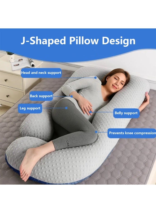 VTERLY Pregnancy Pillow Pregnancy Must Haves Full Body Maternity Support Pillow for Pregnant Women with Washable Velvet Cover, Velvet - Blue - Image 3