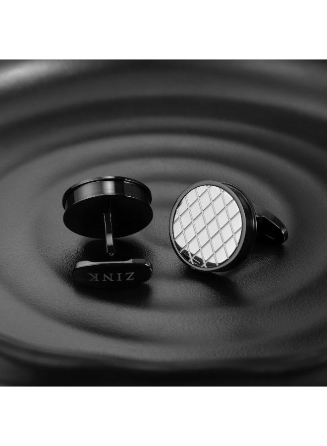 زنك أزرار أكمام زينك رجالي من الستانلس ستيل باللونين الأسود والفضي | ZJCL004B - Image 5