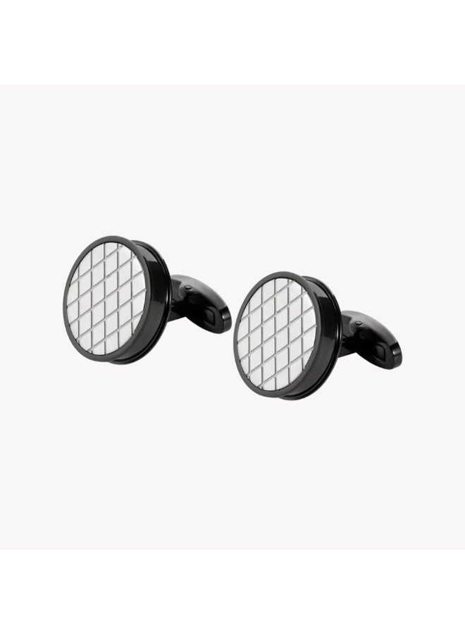 زنك أزرار أكمام زينك رجالي من الستانلس ستيل باللونين الأسود والفضي | ZJCL004B - Image 1