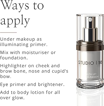 Studio 10 Studio10 Skin Lift GlowPlexion Primer and Highlighter 2in1 Radiance Booster with Skincare Benefits for Hydrated Brightened and Lifted Skin Suitable for Dull Dry and Mature Complexions - Image 5