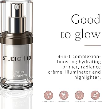 Studio 10 Studio10 Skin Lift GlowPlexion Primer and Highlighter 2in1 Radiance Booster with Skincare Benefits for Hydrated Brightened and Lifted Skin Suitable for Dull Dry and Mature Complexions - Image 2