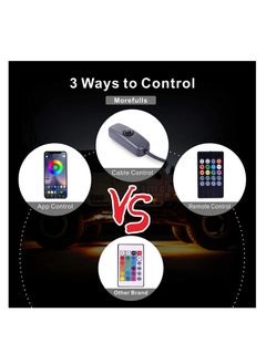 SYOSI Waterproof RGB LED Rock Lights 4Pcs Neon Underglow Lighting Kit with APP  Wireless Remote Control, Auto Wheel Exterior Underglow Lights Under Car Lights for SUV Truck AUTO Motorcycle  - Image 3