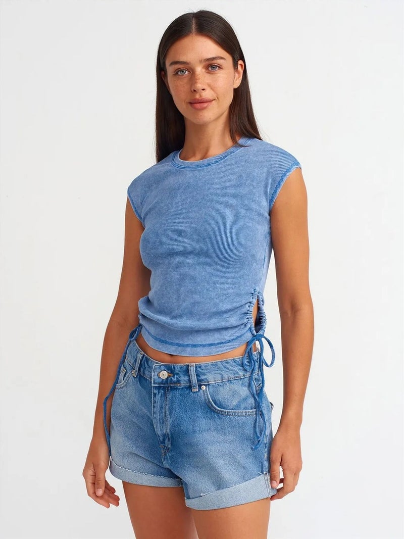 DILVIN High-Waist Cotton Denim Shorts - Image 3