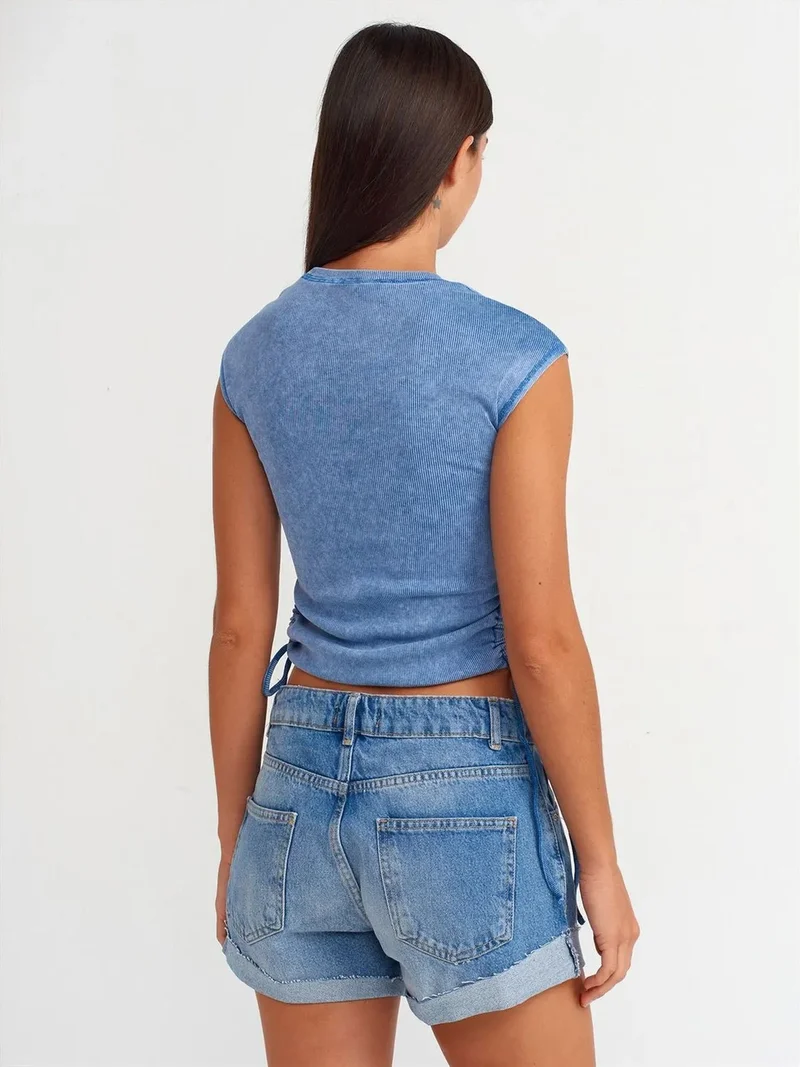 ديلفين DILVIN High-Waist Cotton Denim Shorts