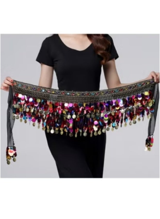 Women‘s Belly Dance Hip Scarf, Sweet Belly Dance Skirt Wrap Performance Bling Sequins Coins, Belly Dance Costume - Image 5