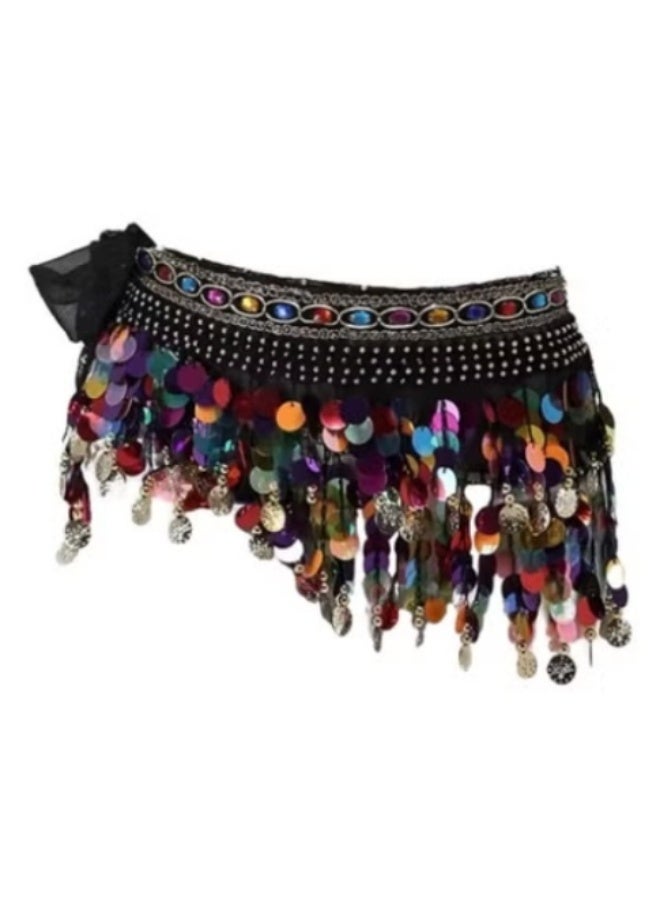 Women‘s Belly Dance Hip Scarf, Sweet Belly Dance Skirt Wrap Performance Bling Sequins Coins, Belly Dance Costume - Image 1