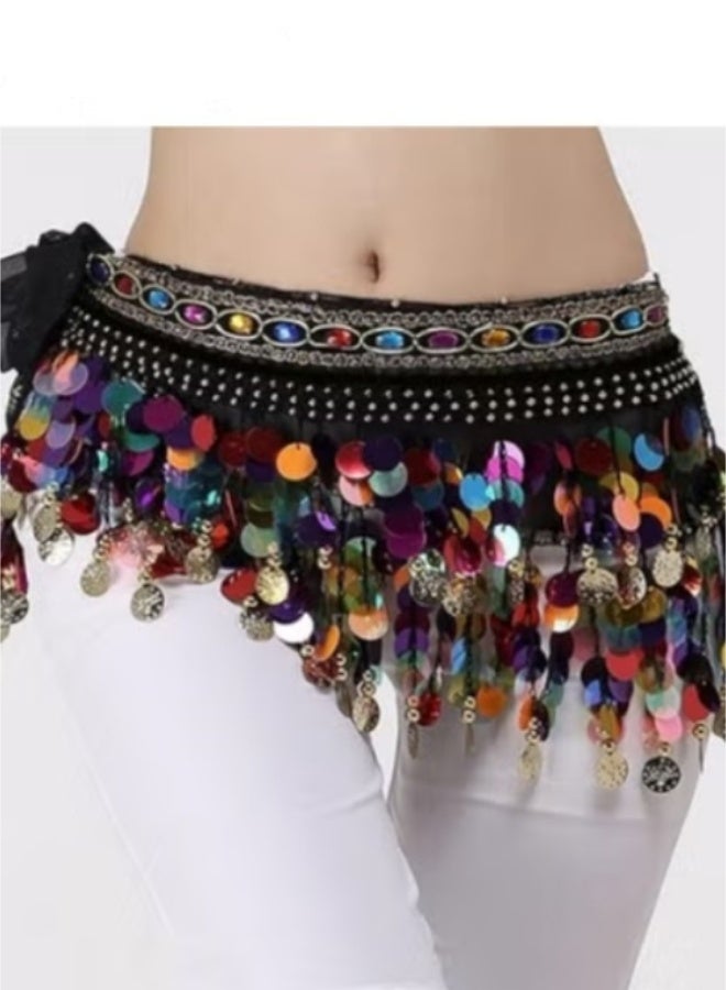 Women‘s Belly Dance Hip Scarf, Sweet Belly Dance Skirt Wrap Performance Bling Sequins Coins, Belly Dance Costume - Image 4
