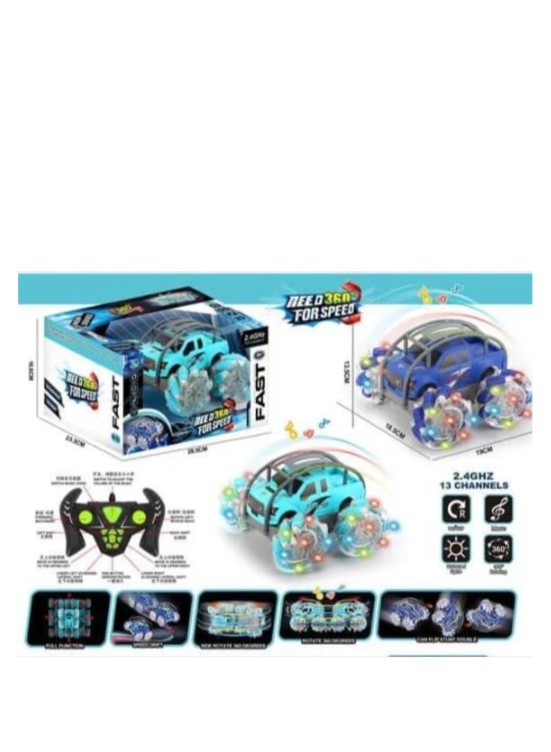 سيارة  تعمل بالتحكم عن بعد بتردد 2.4 جيجا هرتز، مركبة عالية السرعة تعمل بالتحكم عن بعد مع دوران 360 درجة وتقلبات - لعبة سباق لجميع التضاريس للأطفال والكبار - Image 3
