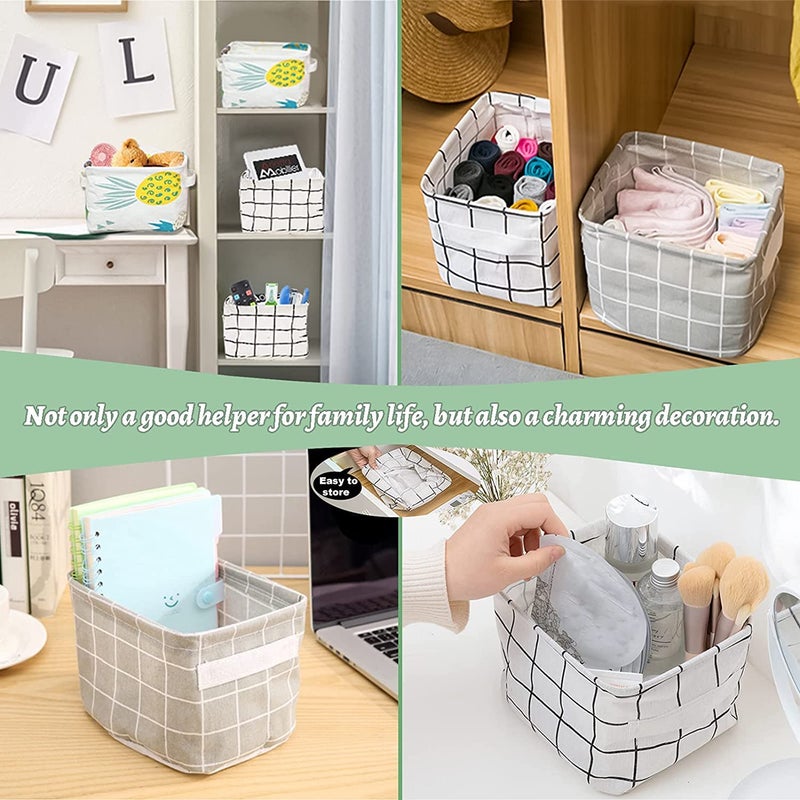 DREWIT STAR YZWDTGS 5 Pack Canvas Storage Basket Bins Home Decor Organizers Bag for Adult Makeup Baby Toys Liners Books - Image 4
