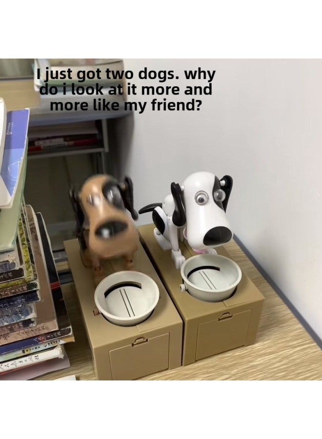 Money-Eating Dog Money Box Wealth Obsessed Cash Snatching Dog Toy Plastic Material Personal Gifts Business Gifts-Color:Money Dog-Black And White Spots-Dimensions:Standard