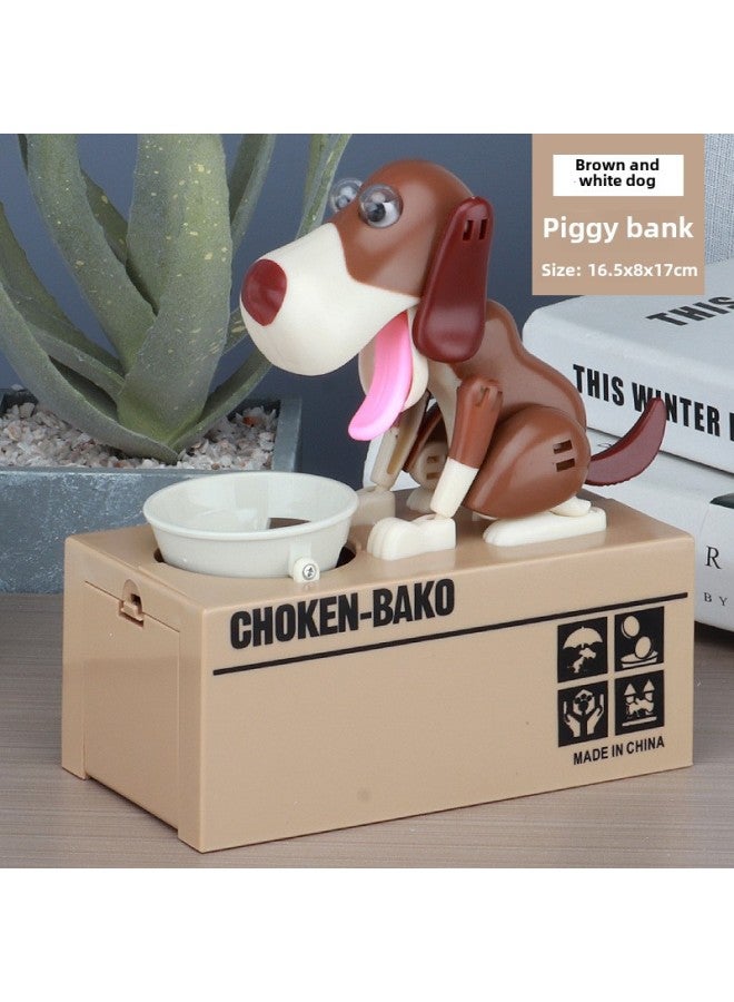 Money-Eating Dog Money Box Wealth Obsessed Cash Snatching Dog Toy Plastic Material Personal Gifts Business Gifts-Color:Money Dog-Black And White Spots-Dimensions:Standard