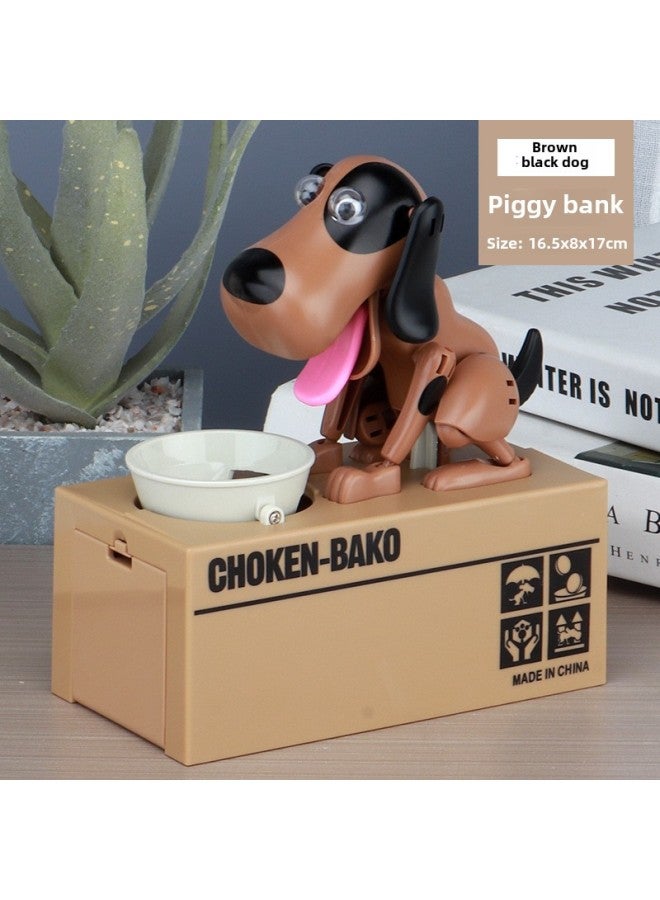 Money-Eating Dog Money Box Wealth Obsessed Cash Snatching Dog Toy Plastic Material Personal Gifts Business Gifts-Color:Money Dog-Black And White Spots-Dimensions:Standard