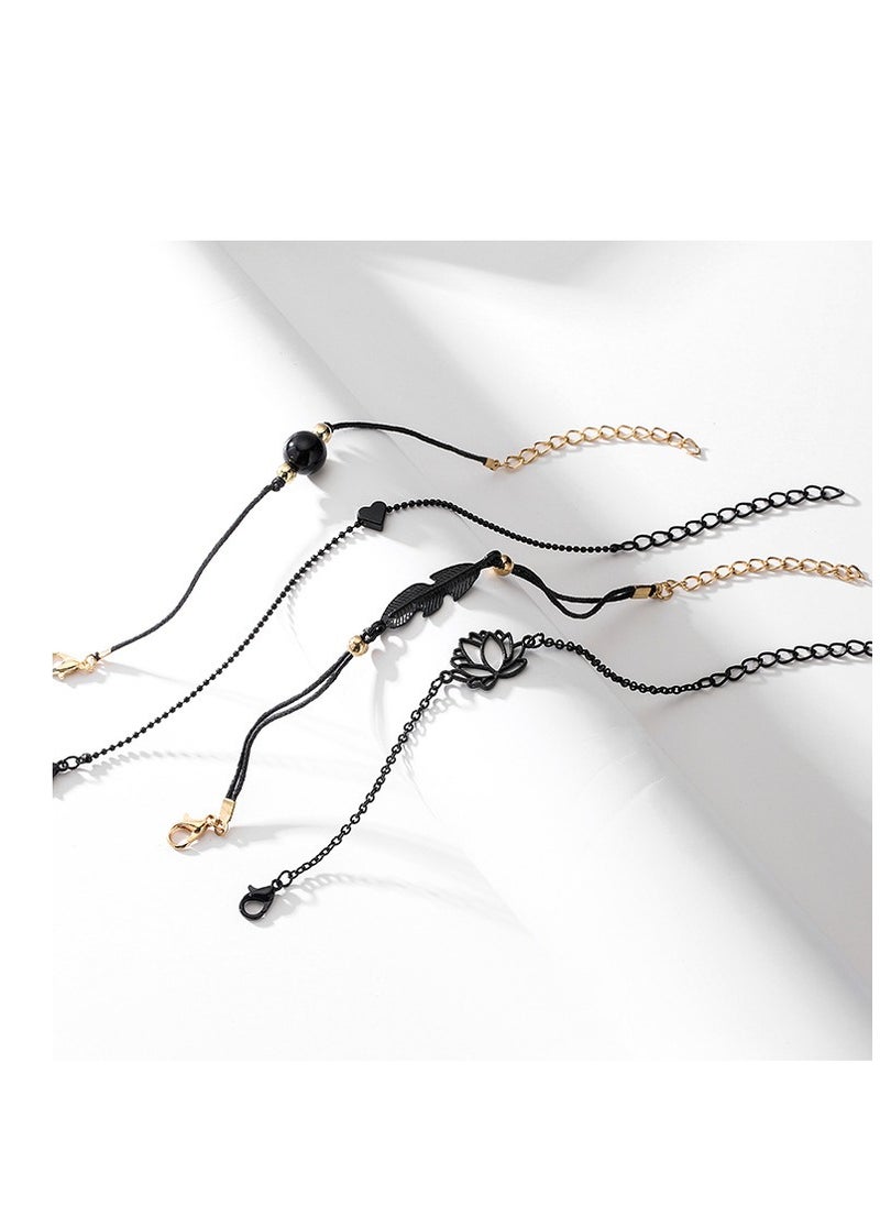 Beauenty 4-Piece Heart Flower Shape Chain Anklet  - Image 2