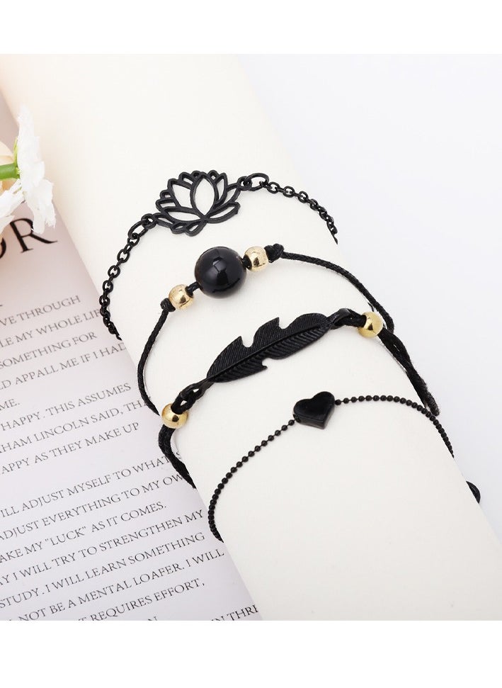 Beauenty 4-Piece Heart Flower Shape Chain Anklet  - Image 3