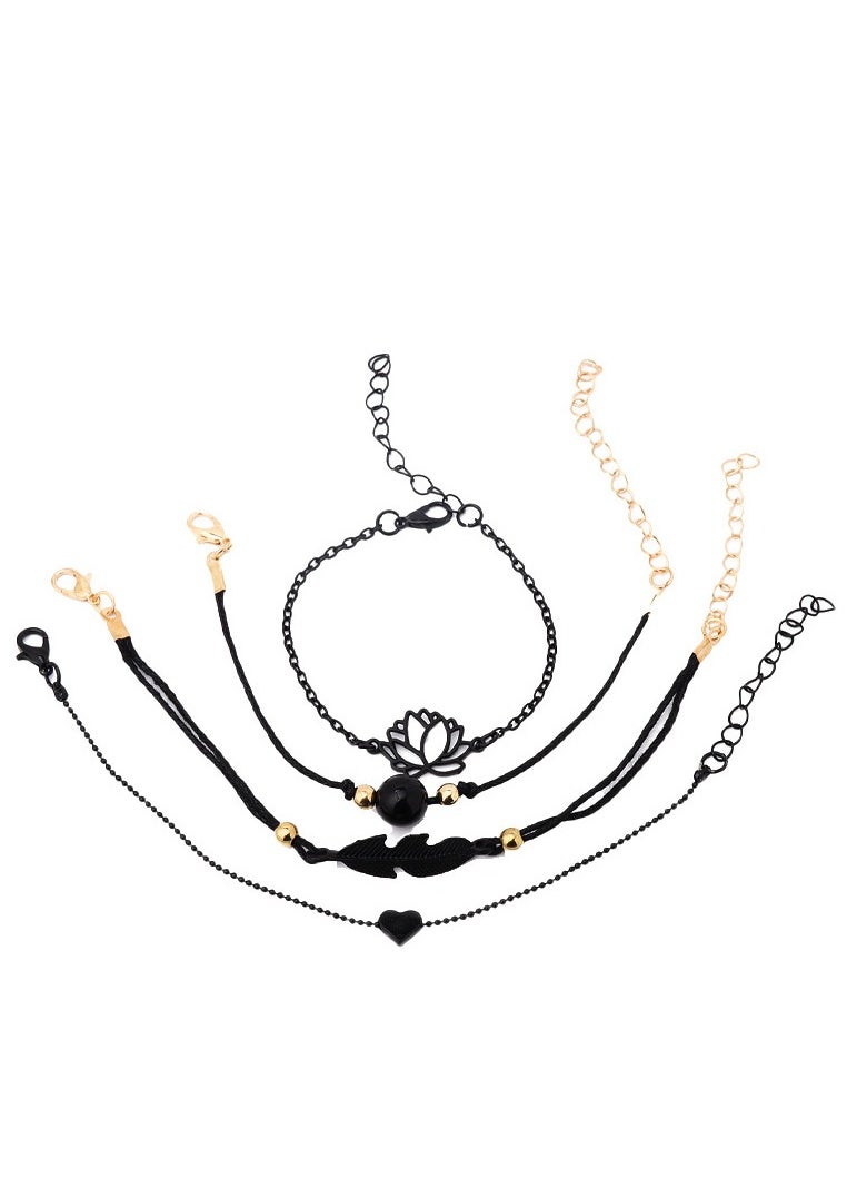 Beauenty 4-Piece Heart Flower Shape Chain Anklet  - Image 5
