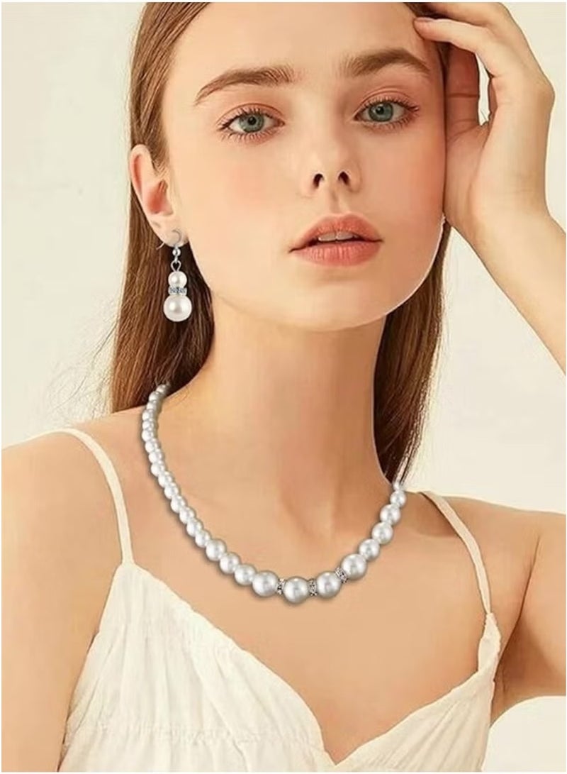 Huitich Elegant Imitation Pearl Jewelry Set – Necklace, Bracelet & Earrings  - Image 3