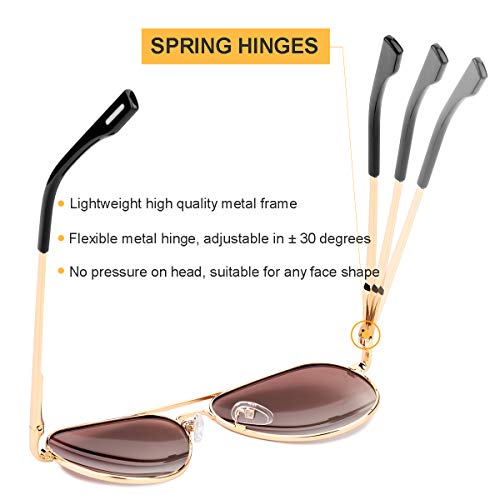 Gleyemor Polarized Aviator Sunglasses for Small Face Women and Men, 52MM Small Aviators 100% UV Protection (Gold/Gradient Brown) - Image 4