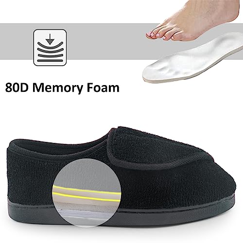 Git-up Women Diabetic Slippers Arthritis Edema Memory Foam Closed Toed Slippers, Black, 9 D(M) US - Image 4