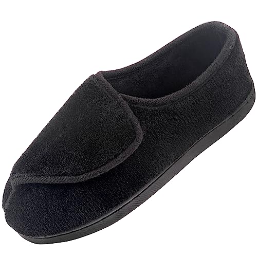 Git-up Women Diabetic Slippers Arthritis Edema Memory Foam Closed Toed Slippers, Black, 9 D(M) US - Image 1