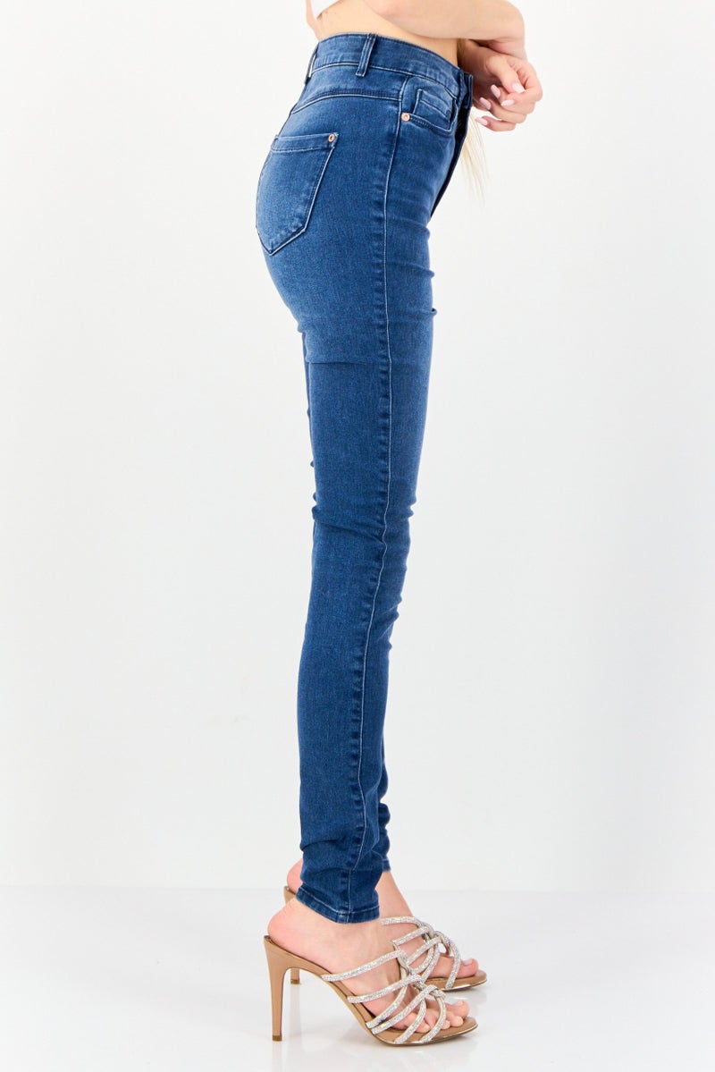 ONLY Women Skinny Fit Washed 32 Inseam High Waist Stretchable Denim, Blue - Image 3
