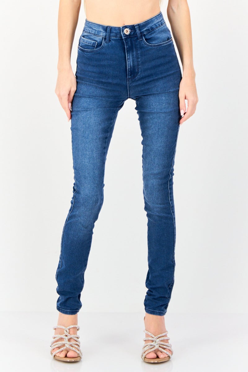 ONLY Women Skinny Fit Washed 32 Inseam High Waist Stretchable Denim, Blue - Image 1