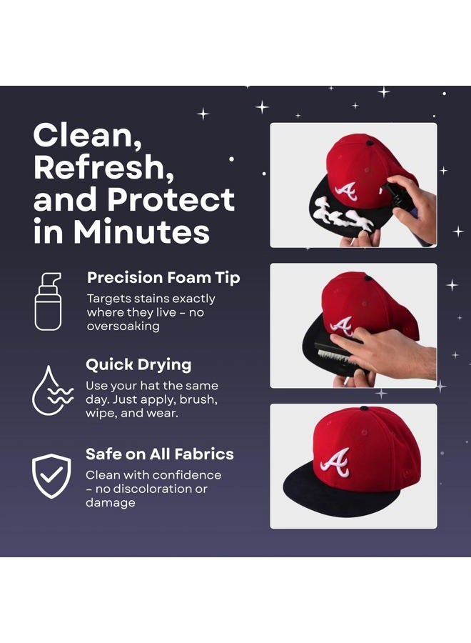 MAGICAL CAP SOLUTIONS Hat Cleaning Kit – 4-Step Headwear Cleaner with Foam, Brush, Deodorizer & Protector – Safe for Baseball Caps, Snapbacks & All Types of Fabrics - Image 5