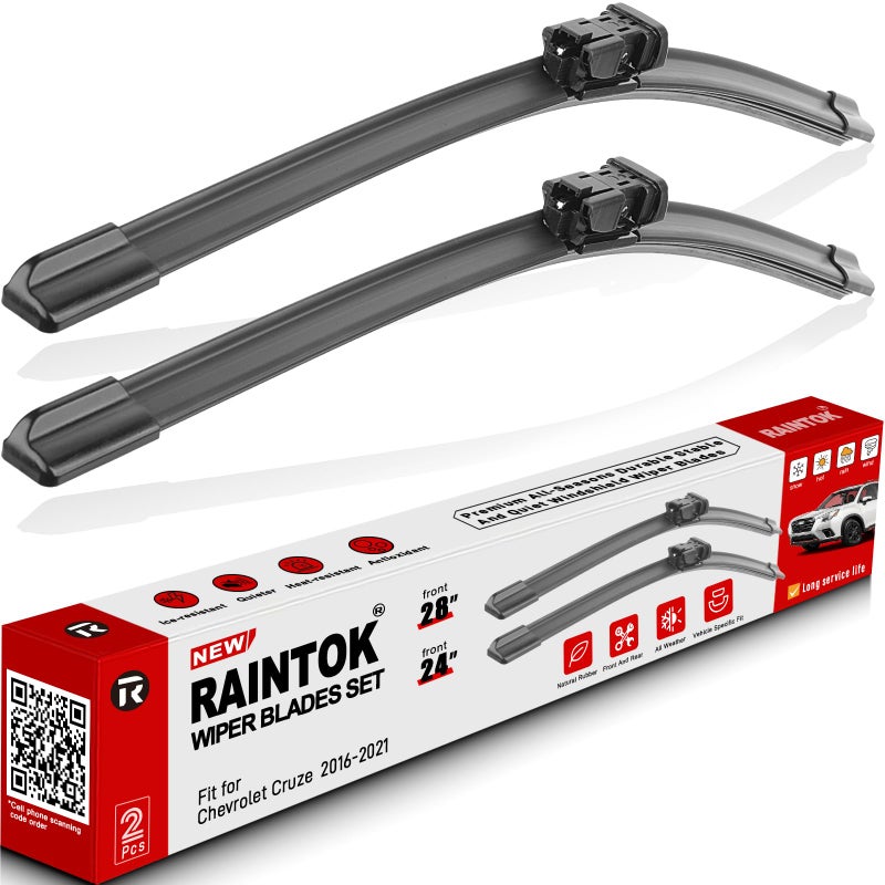 RAINTOK 28 24 Windshield Wiper Blades Replacement for Chevy Chevrolet Cruze 2016 2017 2018 2019 2020 2021 Original Factory Quality Front Wipers Blade Set for My Car Pack of 2 - Image 2