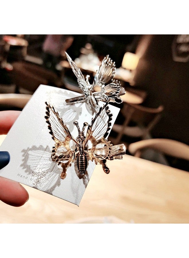 Geoot 4 Pcs Moving Butterfly Hair Clips Move with Beauty Clip Butterfly Hair Clips Hair Barrettes Hair Accessories for Women and Girls (Silver) - Image 2
