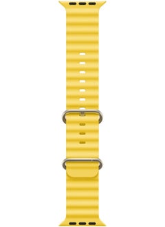 ELTRAZONE Ocean Band Compatible with Apple Watch Band Ultra 49mm 45mm 44mm 42mm, Adjustable Loop with Buckle Soft Stretchy Silicone Sports Band for iWatch Series SE 8 7 6 5 4 3 2 1 Men Women, Yellow  - Image 4