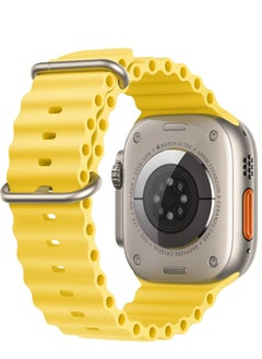 ELTRAZONE Ocean Band Compatible with Apple Watch Band Ultra 49mm 45mm 44mm 42mm, Adjustable Loop with Buckle Soft Stretchy Silicone Sports Band for iWatch Series SE 8 7 6 5 4 3 2 1 Men Women, Yellow  - Image 2