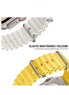 ELTRAZONE Ocean Band Compatible with Apple Watch Band Ultra 49mm 45mm 44mm 42mm, Adjustable Loop with Buckle Soft Stretchy Silicone Sports Band for iWatch Series SE 8 7 6 5 4 3 2 1 Men Women, Yellow  - Image 3
